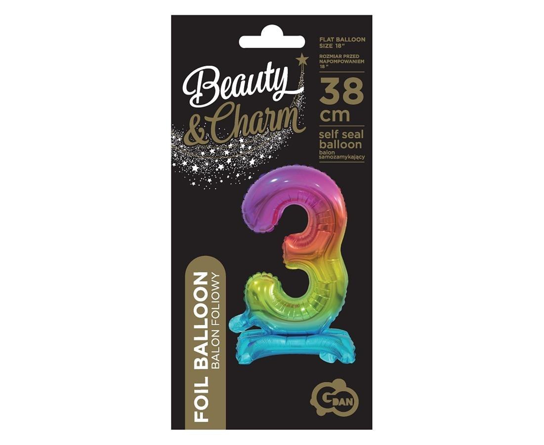 B&C FOIL BALLOON STANDING 3, RAINBOW, 38 CM GODAN